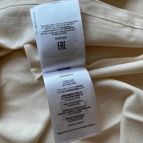 VALENTINO MEN NEW SEASON AUTHENTIC POLO SHIRT CREAM COLOR XXL SIZE - Picture 8 of 9